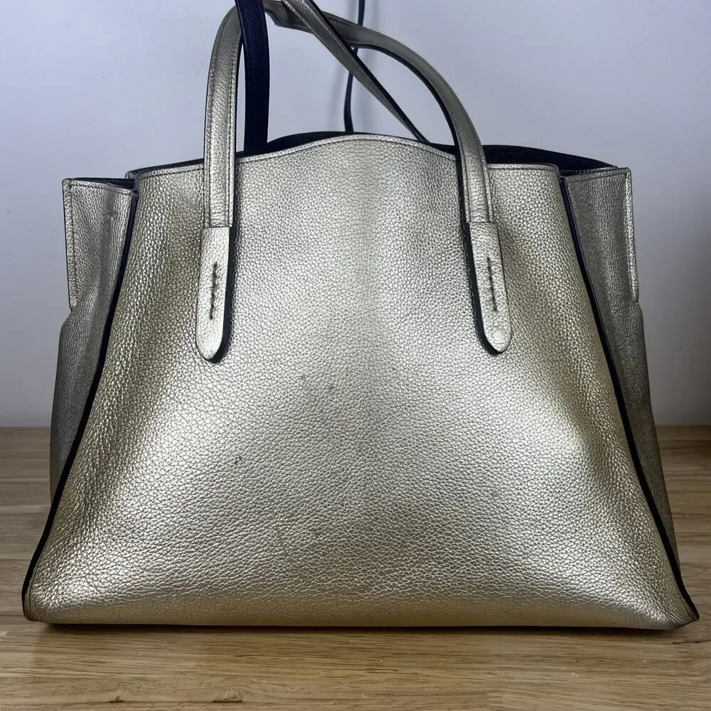 Coach Charlie Carryall Gold Metallic Leather Shoulder Bag 31037 - Picture 5 of 14